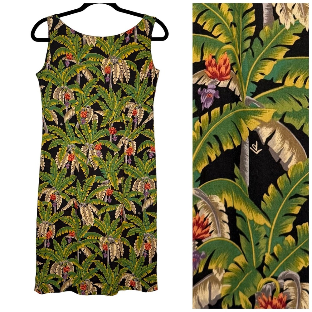 Vintage Reyn Spooner Dietrich Varez XS Dress Palm Tropical Made In Hawaii, USA